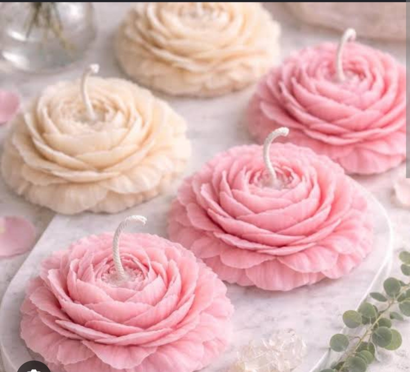 Soft Rose Swirl Candle Set