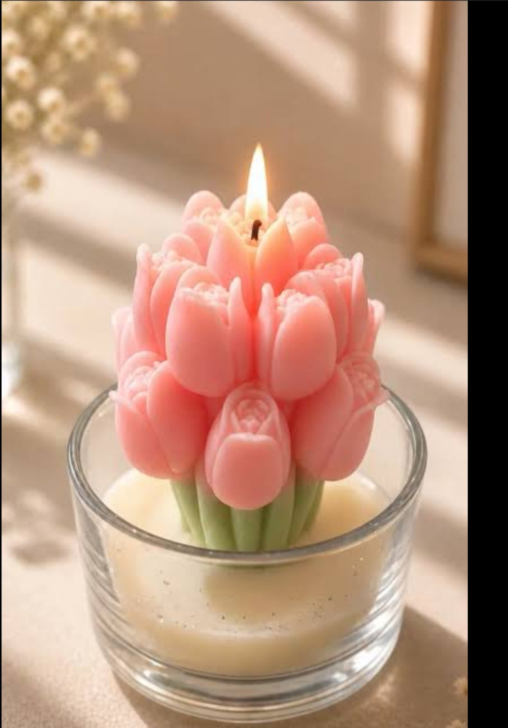 Pink Tulip Glass Candle